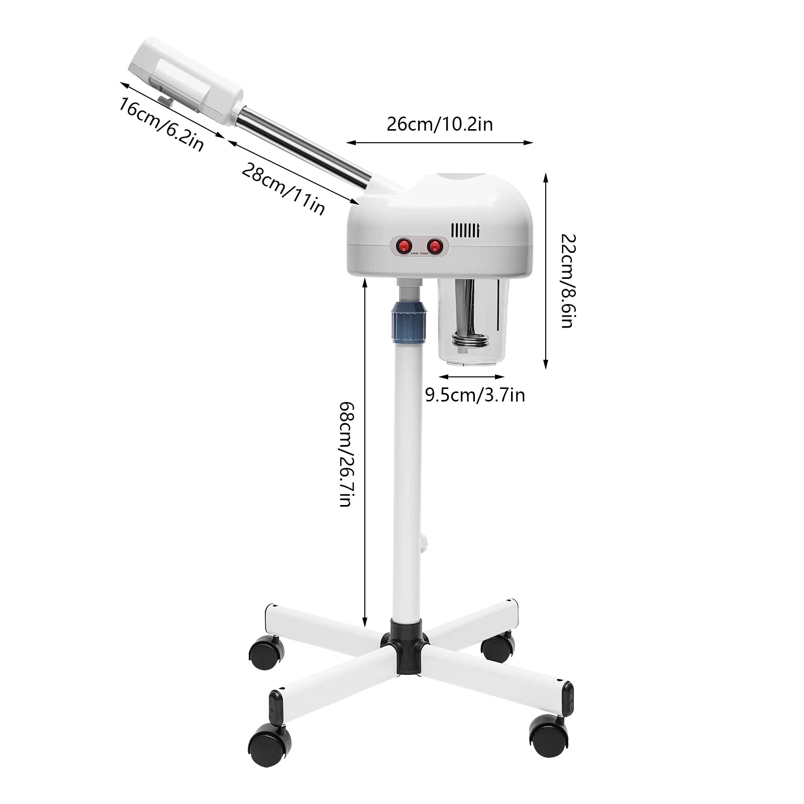 750ml Ozone Facial Steamer Height Adjustable Sprayer 360° Rotatable Movable